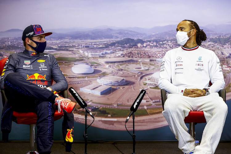 Max Verstappen und Lewis Hamilton in Sotschi