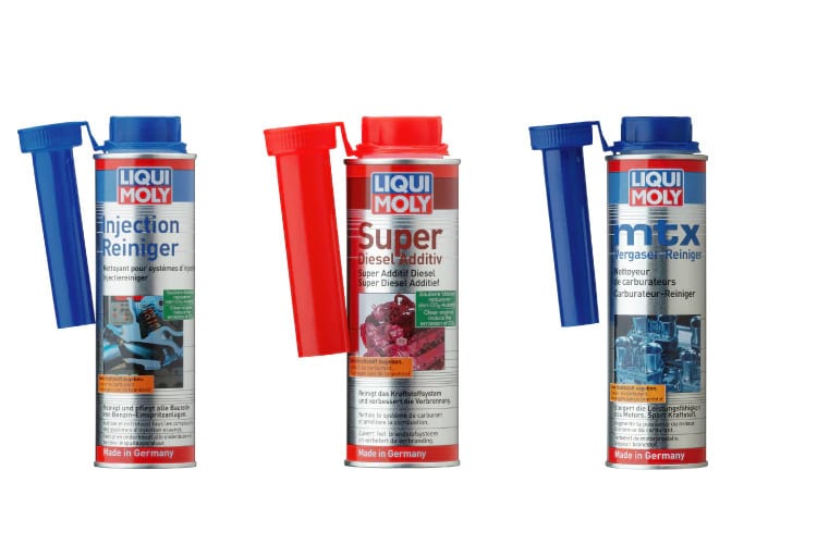 Drei Saubermänner für Kraftstoffsysteme und Verbrennungsräume in Benzin- und Dieselfahrzeugen: Injectionreiniger, Super Diesel Additiv und mtx Vergaserreiniger