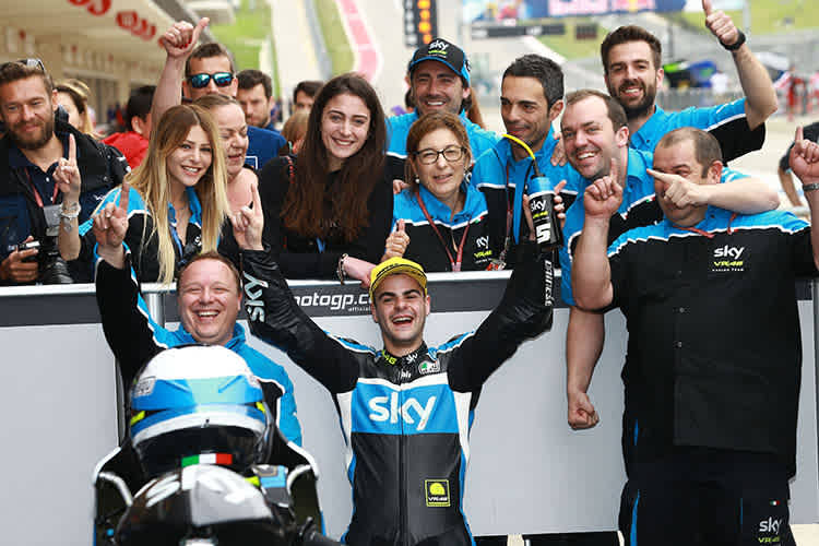 Romano Fenati feierte mit dem VR46-Team in Austin den Sieg