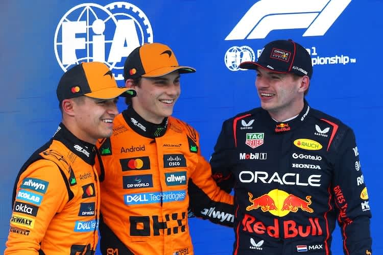 Lando Norris, Oscar Piastri und Max Verstappen