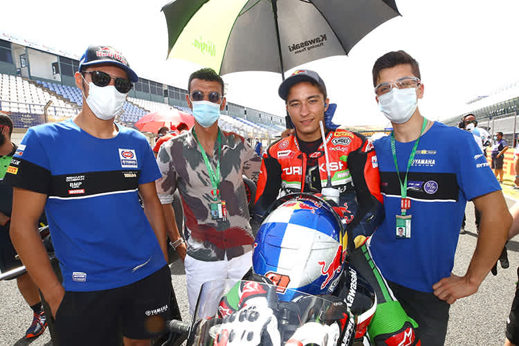 Toprak Razgatlioglu, Kenan Sofuoglu, Can Öncü und Bahattin Sofuoglu (v.l.)