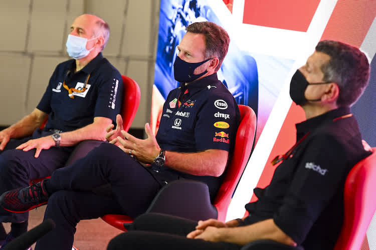 Franz Tost (links), Christian Horner (Mitte) und Günther Steiner in Silverstone