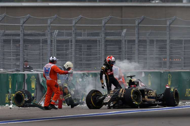 Romain Grosjean fiel im Russland-GP durch einen heftigen Crash aus