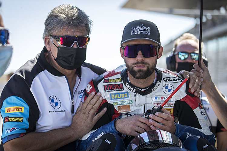 Bonovo-Teammanager Michael Galinski (li.) mit Jonas Folger