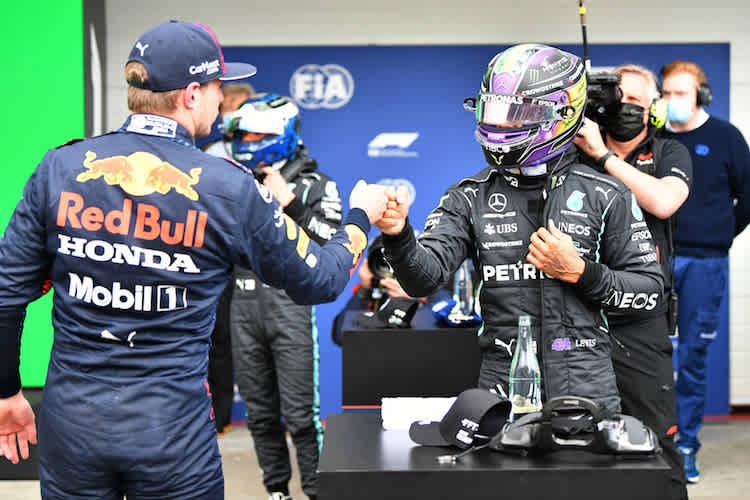 Max Verstappen und Lewis Hamilton müssen um ihre Sprint-Startplätze zittern