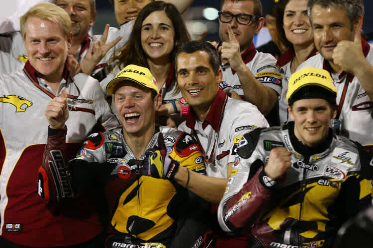 Katar-Sieger und WM-Favorit Esteve Rabat mit Teamkollege Mika Kallio