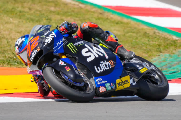 Marco Bezzecchi in Portimão: Die Logos von «Maic Technologies» und «KSA New Cities» sind auf der Verkleidung gut zu sehen