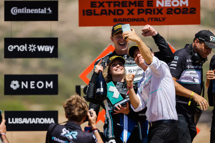 Nico Rosberg mit Johan Kristoffersson und Mikaela Ahlin-Kottulinsky