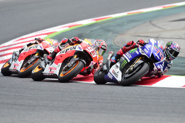 Zu Rennbeginn hielt sich Lorenzo (99) vor den Honda-Werksfahrern