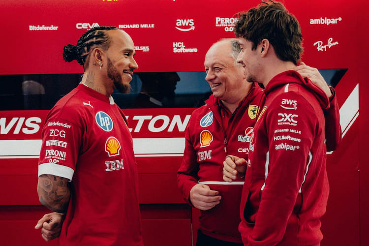 Lewis Hamilton, Fred Vasseur und Charles Leclerc
