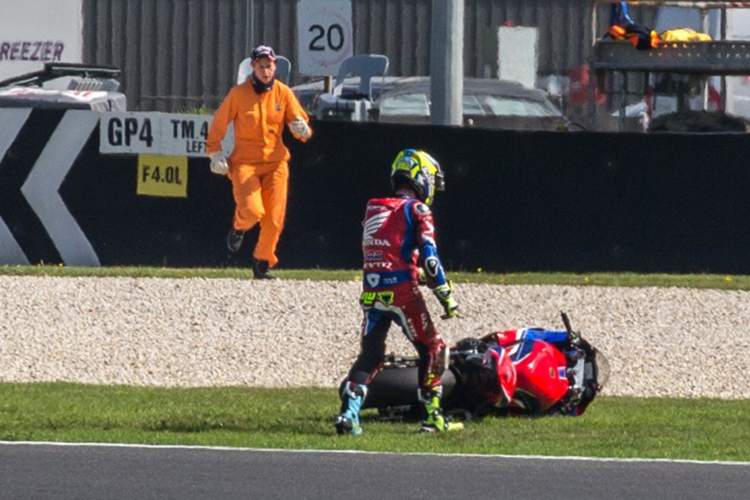 Am Dienstag hatte Alvaro Bautista einen harmlosen Sturz