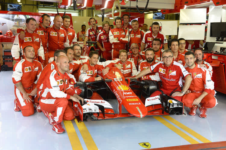WM-Titel im Visier: Sebastian Vettel und sein Ferrari-Team