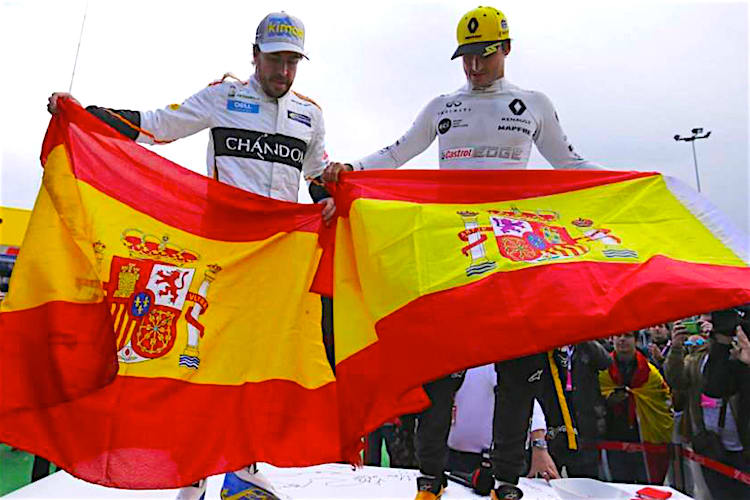 Fernando Alonso und Carlos Sainz 2018 in Barcelona
