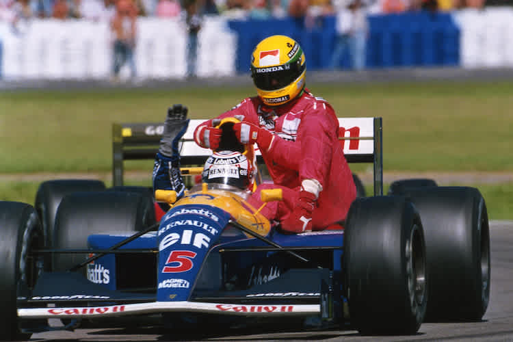Nigel Mansell und Ayrton Senna 1991 in Silverstone