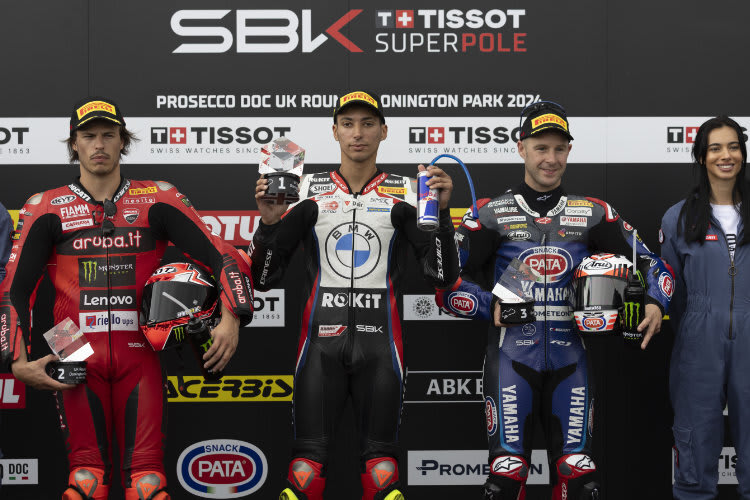 Die Top-3 im Sprint (v.l.): Nicolo Bulega, Toprak Razgatlioglu und Jonathan Rea