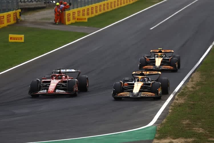 Charles Leclerc gegen Oscar Piastri gegen Lando Norris