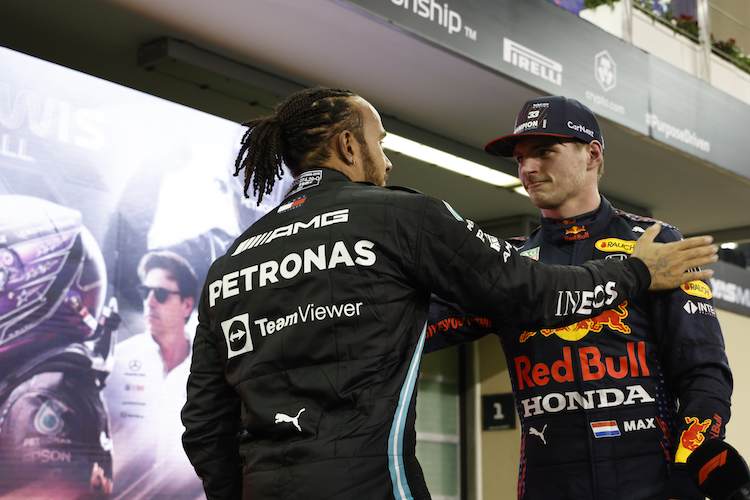 Lewis Hamilton und Max Verstappen in Abu Dhabi 2021