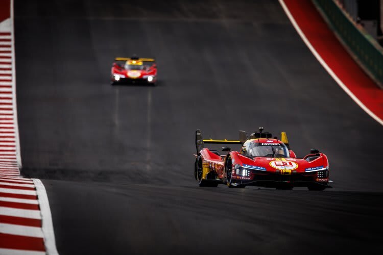 Die beiden Werks-Ferrari 499P in Austin