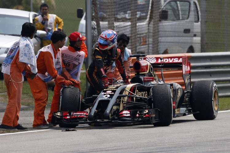 Gleich zwei Mal streikte bei Romain Grosjeans Lotus das Getriebe