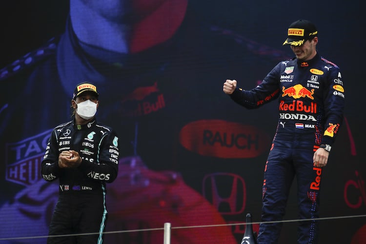 Max Verstappen und Lewis Hamilton