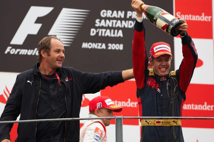 Gerhard Berger und Sebastian Vettel 2008 in Monza