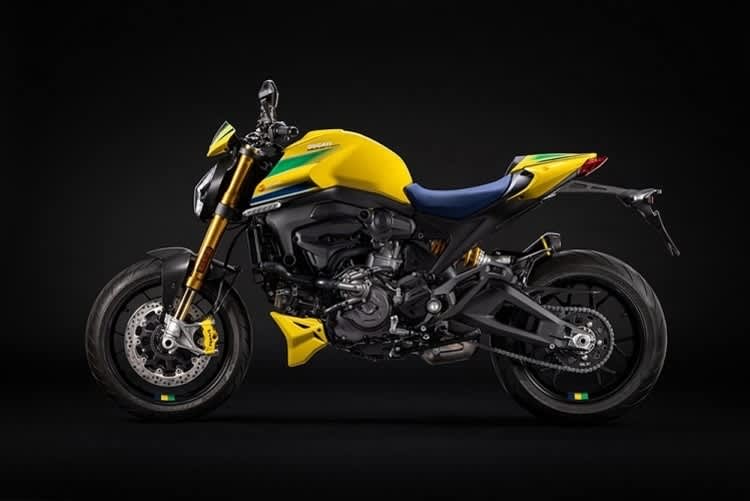 Ducati Monster Senna in den Farben der brasilianischen Flagge