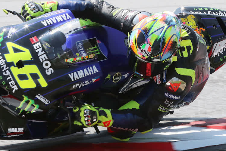 Farbenfroh: Valentino Rossis Helmdesign für die Wintertestfahrten in diesem Jahr