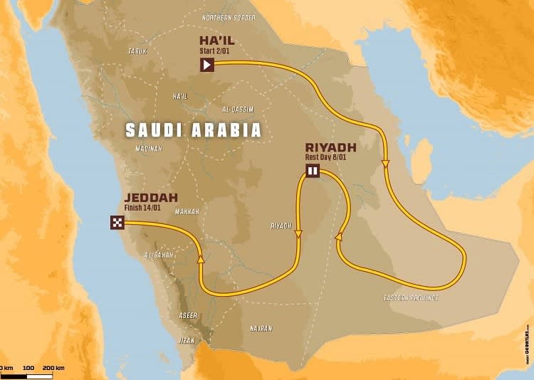 Die Route der 44. Rallye Dakar 2022
