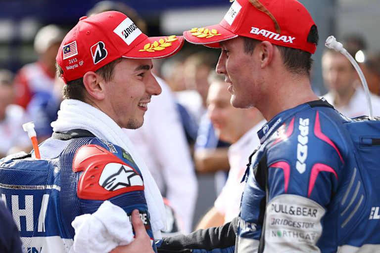 Meist im Parc fermé anzutreffen: Weltmeister Jorge Lorenzo und CR-Champ Espargaró
