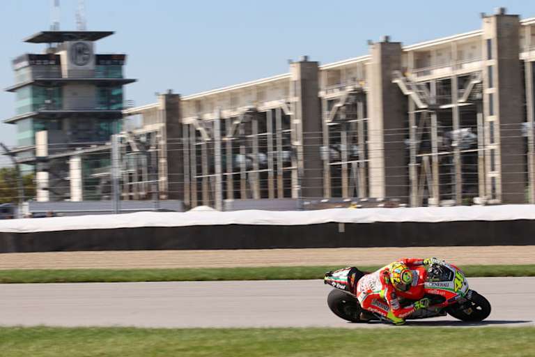Rossi auf der Ducati 2012 in Indy: drei Podestplätze in zwei Jahren