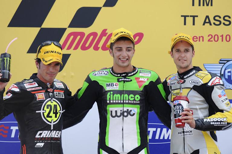 Assen 2010: Andrea Iannone gewinnt vor Toni Elias (li.) und Tom Lüthi (re.)