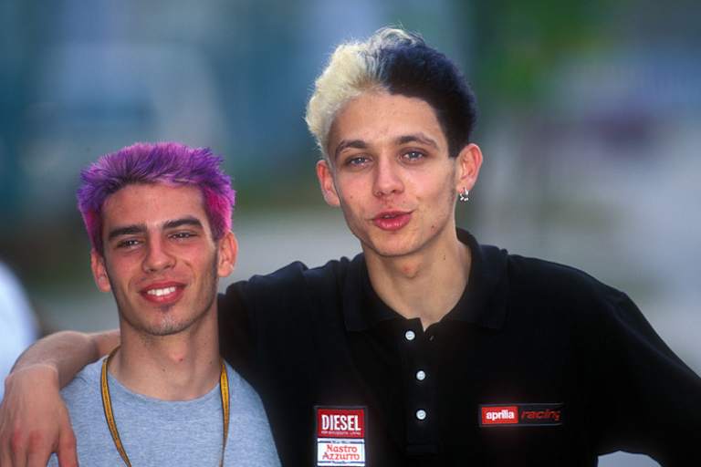 Italienische Kumpels: Marco Melandri und Valentino Rossi 1999