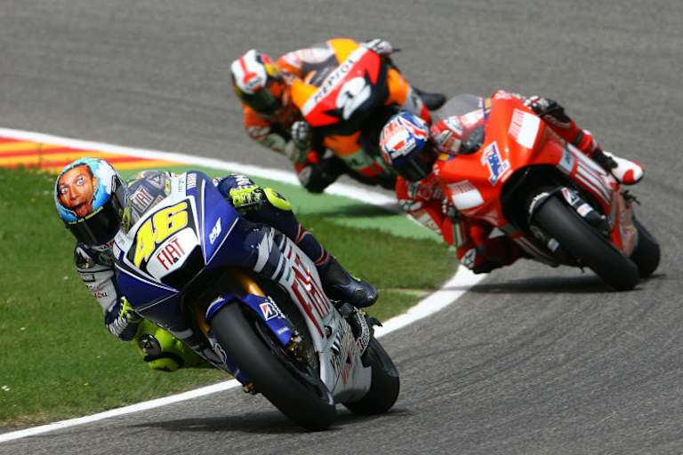 Valentino siegte in Mugello 2008 vor Stoner und Pedrosa