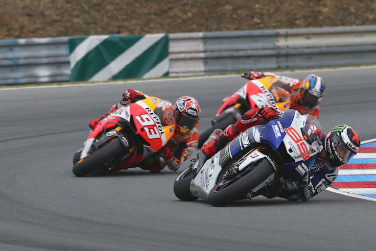 Die drei dominierenden Spanier Lorenzo, Marquez und Pedrosa machten 2013 den Sieg unter sich aus