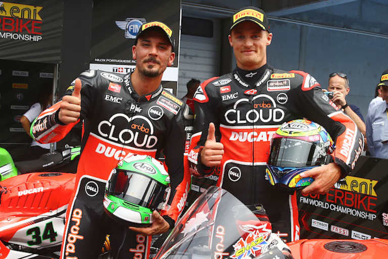 Davide Giugliano und Chaz Davies (v.l.) freuen sich auf das Ducati-Heimrennen in Misano