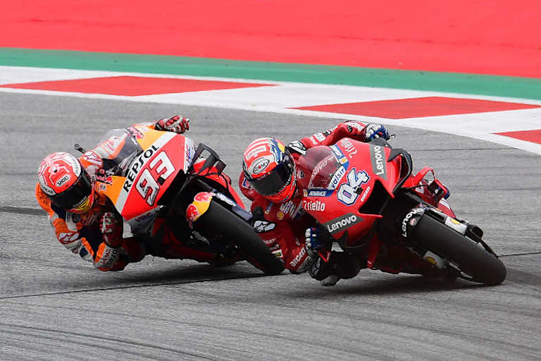 In Spielberg setzte sich Andrea Dovizioso in der letzten Kurve gegen Marc Márquez durch