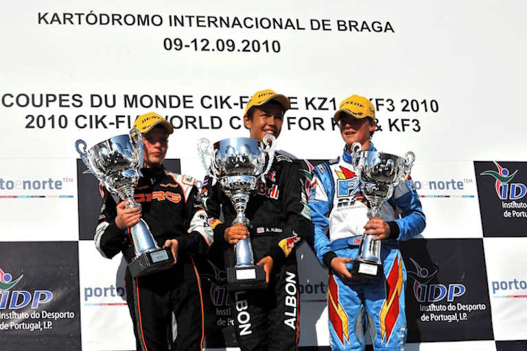 Verstappen und Albon bei der Kart-WM 2010 in Braga (Portugal), Callan O’Keefe rechts ist längst vergessen