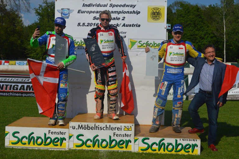Podium in Mureck: Hans Andersen, Michael Jepsen Jensen und Krzysztof Kasprzak (v.l.)