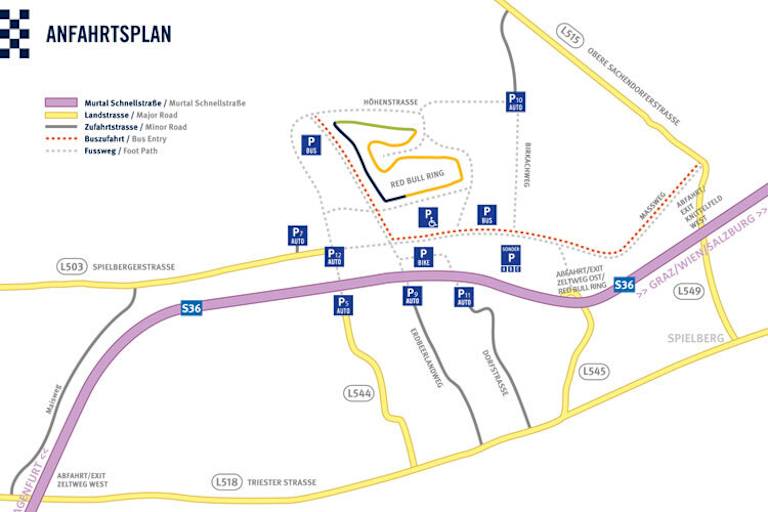 Jede Menge Parkplätze rund um den Red Bull Ring