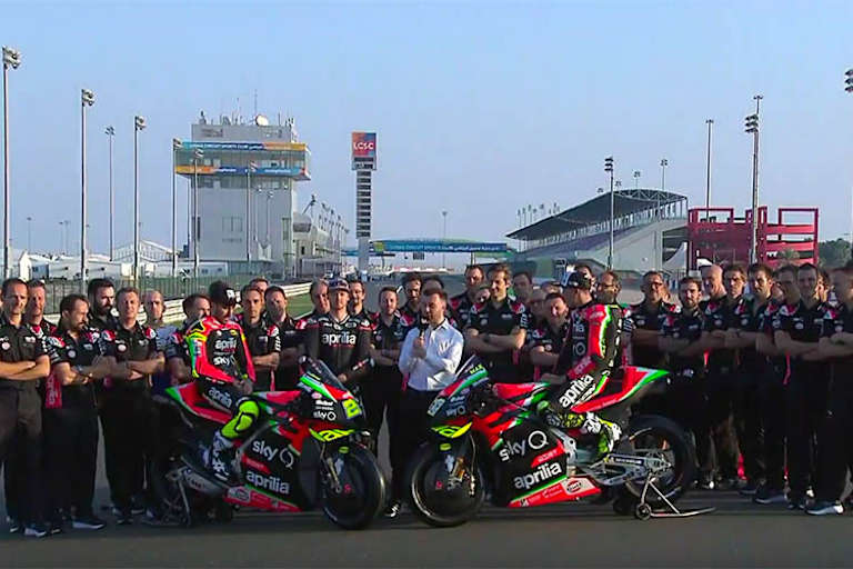 Das Aprilia-Werksteam im Design für die Saison 2020