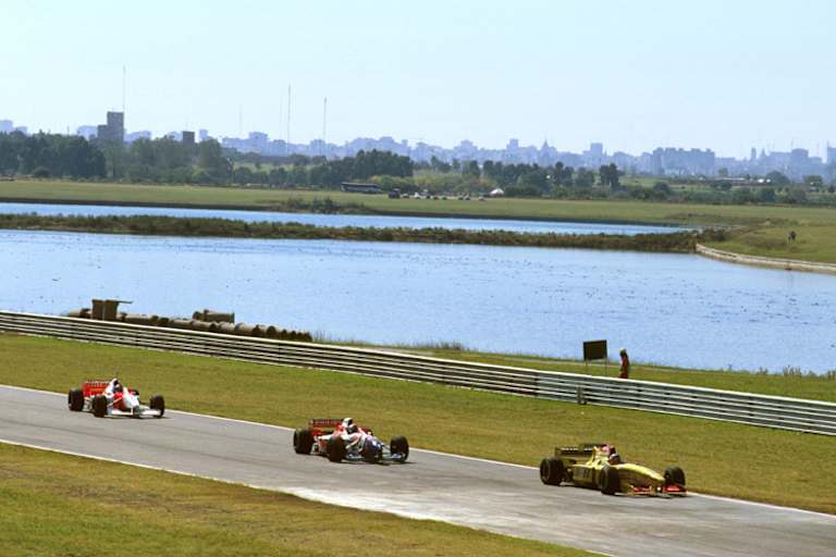 Rubens Barrichello, Jos Verstappen und Mika Häkkinen im Argentinien-GP 1996