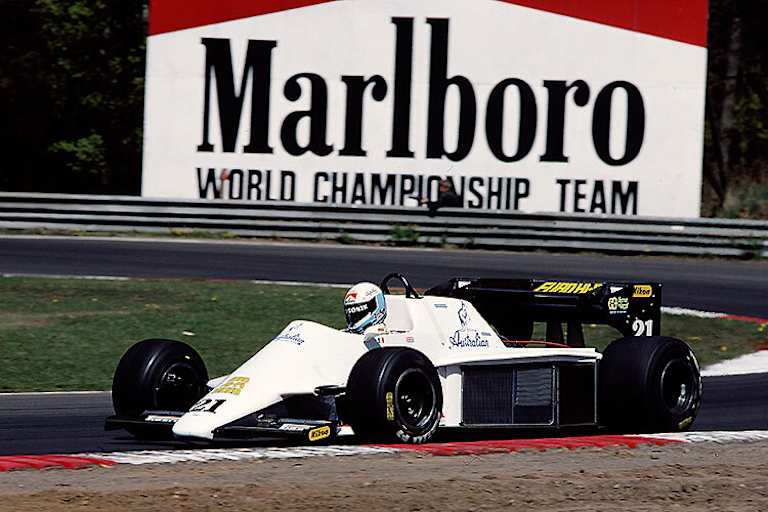 Mauro Baldi mit seinem Spirit-Hart in Zolder 1984