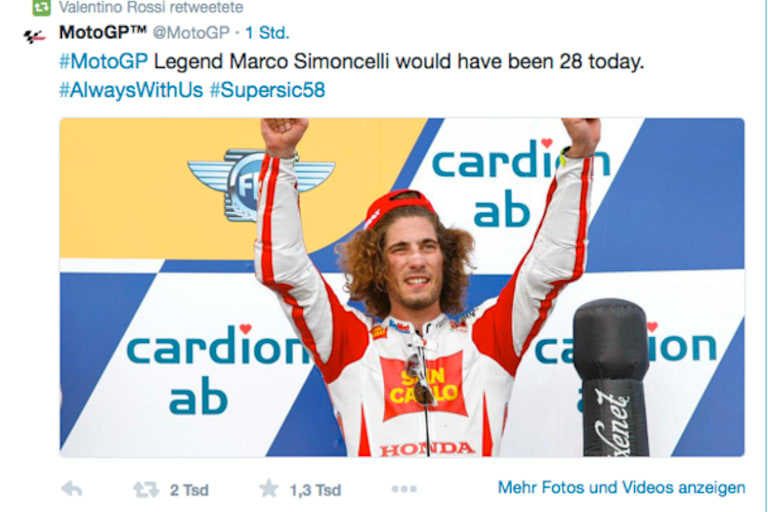 Dieses Foto retweetete Valentino Rossi auf seinem Twitter-Profil
