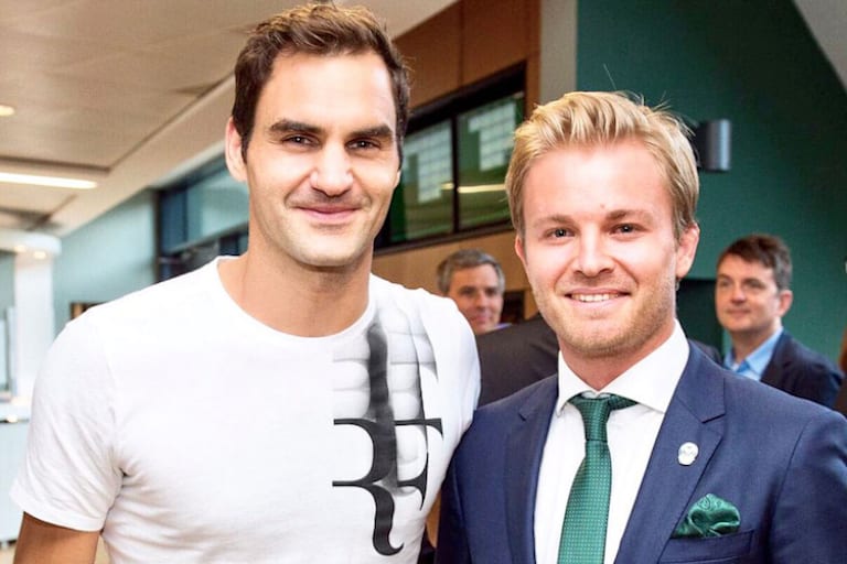 Roger Federer und Nico Rosberg in Wimbledon