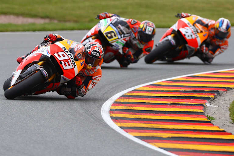 In bester Gesellschaft: Stefan Bradl (6) beim Sachsenring-GP hinter Márquez (93) und vor Pedrosa