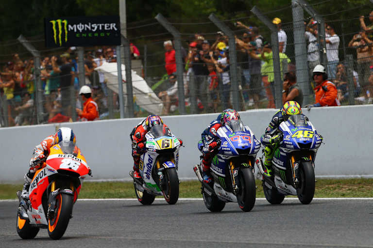 Stefan Bradl (6) in guter Gesellschaft: Vor ihm Rossi (46), Lorenzo (99) und Pedrosa (6)