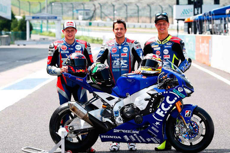 Das F.C.C.-TSR-Honda-Trio: Bradl, de Puniet, Aegerter