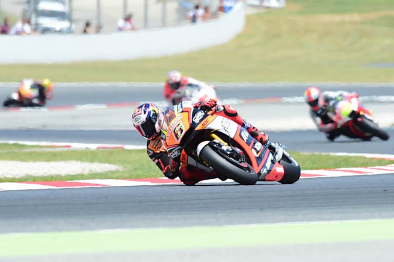 Im Rennen von Barcelona: Stefan Bradl (6) vor Bautista, Miller und Baz, er landete auf Platz 8 und gewann die Open-Class