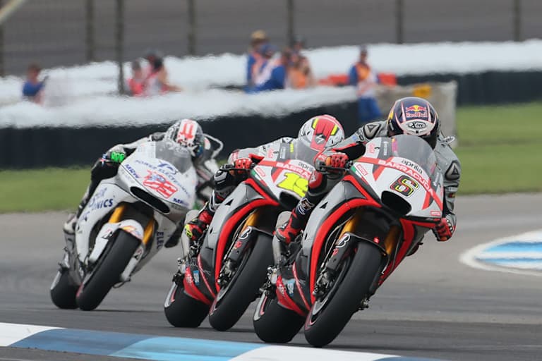 Das Rennen in Indianapolis: Stefan Bradl (6) vor Alvaró Bautista und Nicky Hayden