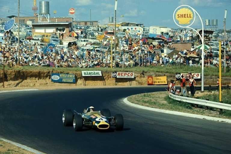 Jim Clark beim Grand Prix von Südafrika in Kyalami, am 1. Januar 1968